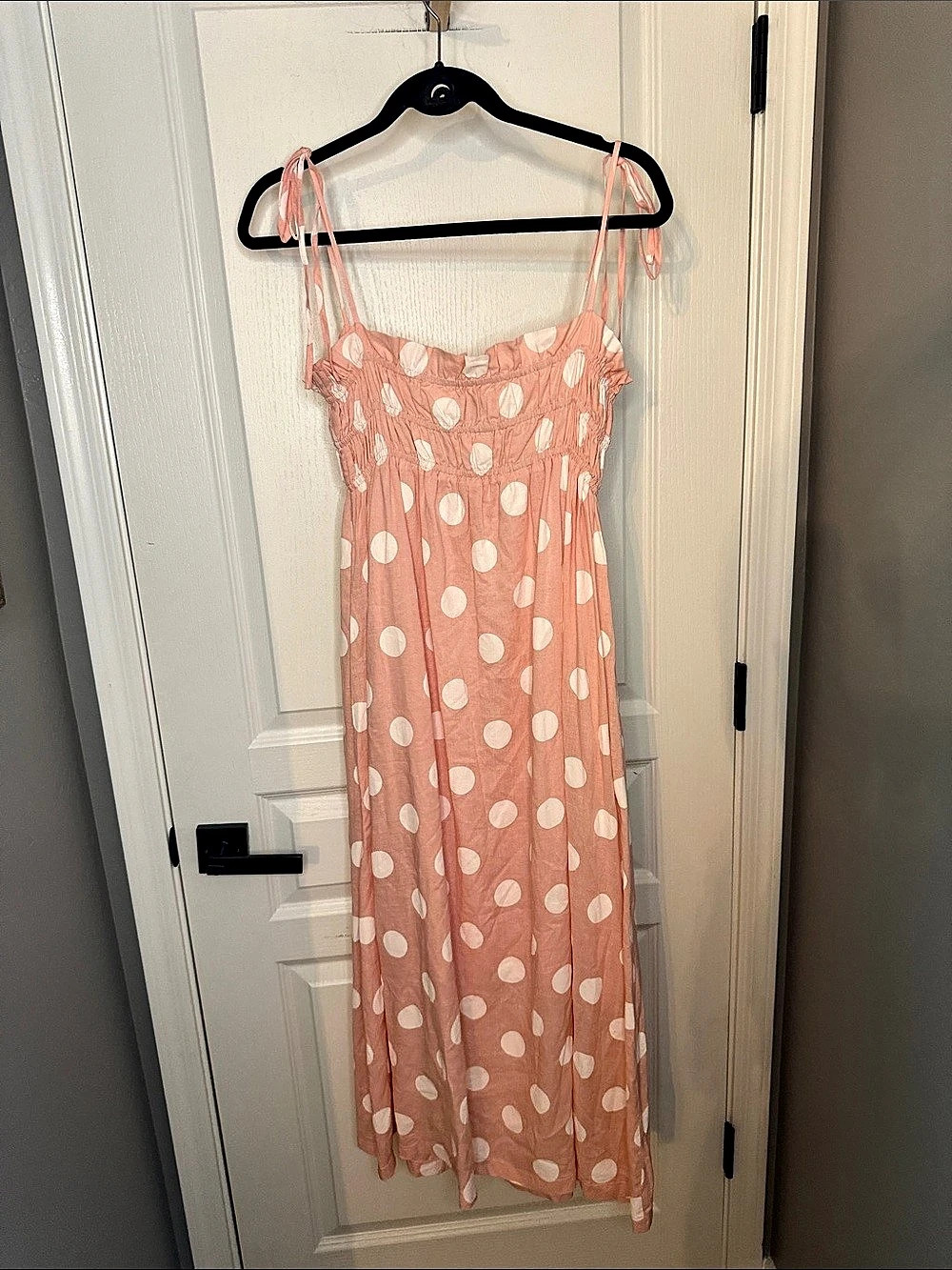 Petal and Pup Polka Dot Maxi Dress in Pink & White Size Small Like New